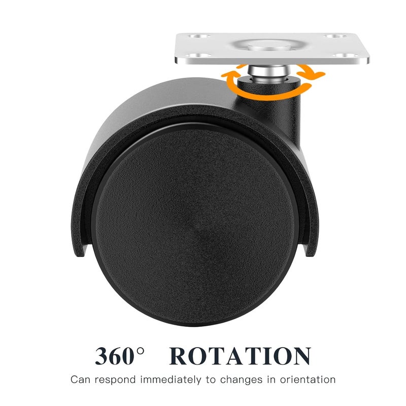ANDUTEES 2 Inch Casters Set of 4, Plastic Wheels for Furniture, Plate Swivel Nylon Castor Wheels for Carts, Furniture, Planter, Baby Bed, Kitchen, Drawers, Cabinet, Table (with Stainless Steel Screws) - Image 3